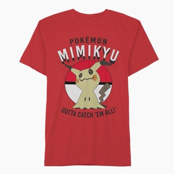 Pokemon MIMIKYU Gotta Catch 'em All! Pikachu Pokeball T-Shirt Red Medium - Picture 1 of 6